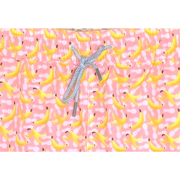 Le Club Swimwear Mens 2XL Yellow Banana Printed Pink Swim Trunks NEW 5.5" Inseam - Picture 1 of 5